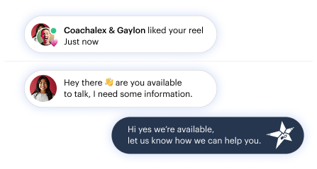 Notification style badge with a star icon reading Sports, school, and life, representing the holistic approach to athletic recruiting.
